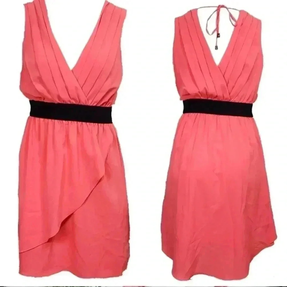 Coral Asymmetrical Sleeveless Dress sz S